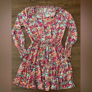 Short Floral Dress with Long Sleeves